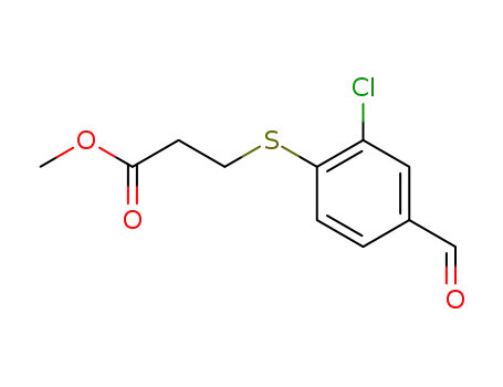Molecular Structure of 341497-56-1 (3-(2-chloro-4-formyl-phenylsulfanyl)-propionic acid methyl ester)