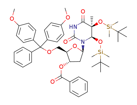 5'-O-(4,4'-dimethoxytrityl)-3'-O-benzoyl-(5S,6R)-5,6-dihydro-5,6-di[(tert-butyl)dimethylsilyloxy]thymidine