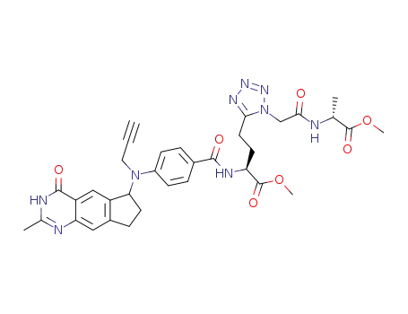methyl (2S)-2-{4-[N-((6RS)-2-methyl-4-oxo-3,4,7,8-tetrahydro-6H-cyclopenta[g]quinazolin-6-yl)-N-(prop-2-ynyl)amino]benzamido}-4-{1[((1R)-1-(methoxycarbonyl)ethyl)carbamoylmethyl]tetrazol-5-yl}butyrate