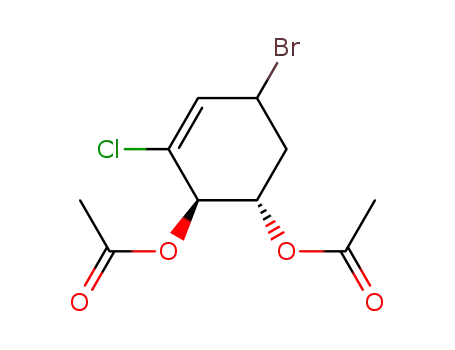 Molecular Structure of 929619-83-0 (trans-(1S,2R)-1,2-diacetoxy-3-chloro-5-bromocyclohex-3-ene)