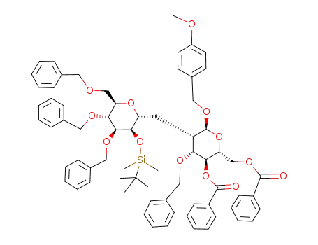 p-Methoxyphenylmethyl 4,6-di-O-benzoyl-3-O-benzyl-2-deoxy-2-C-(2-O-tert-butyldimethylsilyl-3,4,6-tri-O-benzyl-α-D-mannopyranosylmethyl)-α-D-mannopyranoside