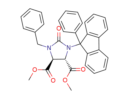 Molecular Structure of 187157-73-9 ((4S,5S)-1-benzyl-2-oxo-3-(9'-phenylfluoren-9'-yl)imidazolidine-4,5-dicarboxylic acid dimethyl ester)