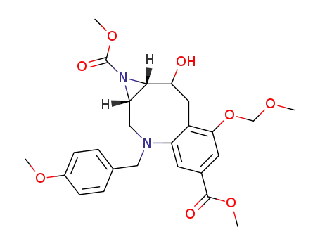 Molecular Structure of 686722-20-3 ((1aS,9aS)-dimethyl ester-1a,2,3,8,9,9a-hexahydro-7-(methoxymethoxy)-3-[(4-methoxyphenyl)methyl]-9-hydroxy-1H-azirino[2,3-c][1]benzazocine-1,5-dicarboxylic acid)