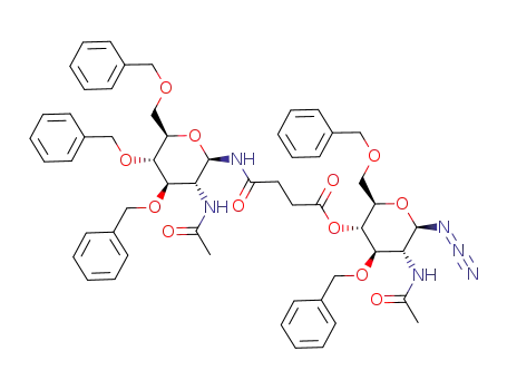 2-acetamido-4-O-[3-[[(2-acetamido-3,4,6-tri-O-benzyl-2-deoxy-β-D-glucopyranosyl)amino]carbonyl]propanoyl]-3,6-di-O-benzyl-2-deoxy-β-D-glucopyranosyl azide