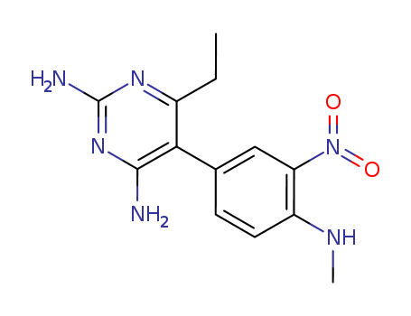 Molecular Structure of 118344-67-5 (2,4-Pyrimidinediamine, 6-ethyl-5-[4-(methylamino)-3-nitrophenyl]-)