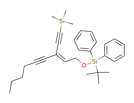 Molecular Structure of 820219-29-2 (Silane,
[(3Z)-3-[2-[[(1,1-dimethylethyl)diphenylsilyl]oxy]ethylidene]-1,4-nonadiyn
yl]trimethyl-)