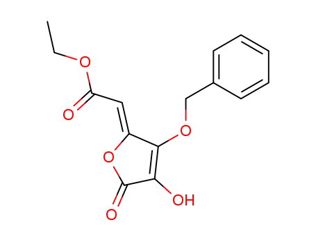Molecular Structure of 339220-38-1 (Acetic acid, [4-hydroxy-5-oxo-3-(phenylmethoxy)-2(5H)-furanylidene]-,
ethyl ester, (2Z)-)