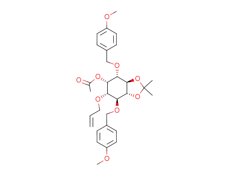 Molecular Structure of 426826-13-3 (D-1-O-allyl-2-O-acetyl-3,6-di-O-p-methoxybenzyl-4,5-O-isopropylidene-myo-inositol)