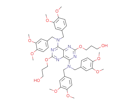 Molecular Structure of 774539-28-5 (2,6-di-(3'-hydroxypropoxy)-4,8-bis(di-N,N-(3',4'-dimethoxybenzyl)amino)pyrimido[5,4-d]pyrimidine)