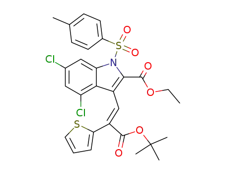 1H-Indole-2-carboxylic acid,
4,6-dichloro-3-[(1Z)-3-(1,1-dimethylethoxy)-3-oxo-2-(2-thienyl)-1-propen
yl]-1-[(4-methylphenyl)sulfonyl]-, ethyl ester