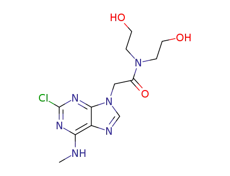 Molecular Structure of 262863-48-9 (2-chloro-9-[(diethanolamino)carboxymethyl]-6-methylamino-purine)