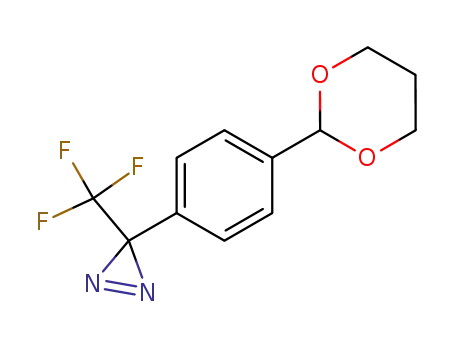 Molecular Structure of 149183-55-1 (3-(4-(2-(1,3-dioxanyl))phenyl)-3-(trifluoromethyl)diazirine)