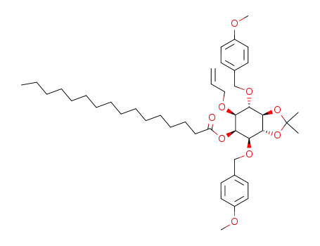 Molecular Structure of 426827-01-2 (D-1-O-allyl-2-O-palmitoyl-3,6-di-O-p-methoxybenzyl-4,5-O-isopropylidene-myo-inositol)