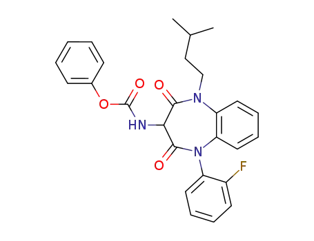 Molecular Structure of 151620-15-4 (2,4-dioxo-5-N-(2-fluorophenyl)-1-N-(3-methylbut-1-yl)-3-(phenyloxycarbonylamino)-2,3,4,5-tetrahydro-1H-1,5-benzodiazepine)