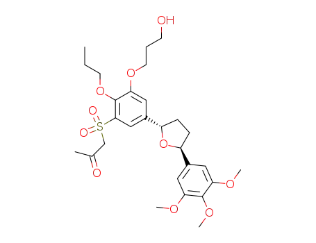 Molecular Structure of 140705-10-8 (2-(3-((2-oxopropyl)sulfonyl)-4-n-propoxy-5-(3-hydroxypropoxy)phenyl)-5-(3,4,5-trimethoxyphenyl)tetrahydrafuran)