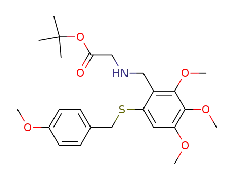 Molecular Structure of 823829-23-8 (Glycine,
N-[[2,3,4-trimethoxy-6-[[(4-methoxyphenyl)methyl]thio]phenyl]methyl]-,
1,1-dimethylethyl ester)