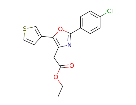 Molecular Structure of 85162-06-7 (ethyl 2-[2-(4-chlorophenyl)-5-(3-thienyl)-4-oxazolyl]acetate)