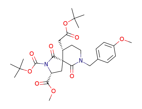 2,7-Diazaspiro[4.5]decane-2,3-dicarboxylic acid,
10-[2-(1,1-dimethylethoxy)-2-oxoethyl]-7-[(4-methoxyphenyl)methyl]-1,6-
dioxo-, 2-(1,1-dimethylethyl) 3-methyl ester, (3R,5R,10S)-