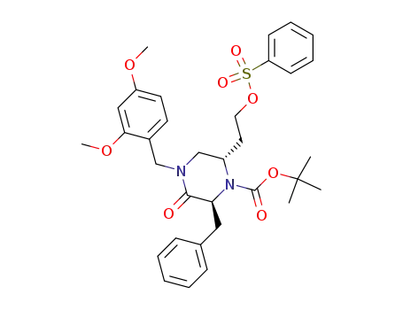 5(S),3(S)-3-benzyl-4-tert-butoxycarbonyl-1-(2,4-dimethoxybenzyl)-5-[2-(phenylsulfonyloxy)ethyl]-2-piperazinone