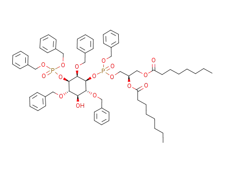 Octanoic acid (R)-2-{benzyloxy-[(1S,2R,3R,4S,5S,6R)-2,4,6-tris-benzyloxy-3-(bis-benzyloxy-phosphoryloxy)-5-hydroxy-cyclohexyloxy]-phosphoryloxy}-1-octanoyloxymethyl-ethyl ester