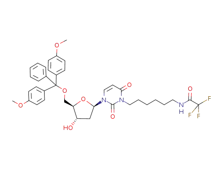 2'-deoxy-5'-O-(4,4'-dimethoxytrityl)-N<sub>3</sub>-(N<sub>6</sub>-trifluoroacetamidohex-1-yl)uridine