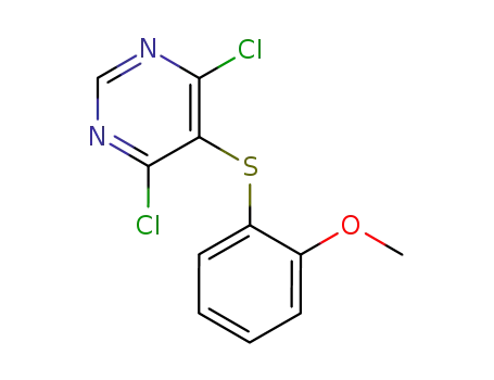 Molecular Structure of 374600-17-6 (4,6-dichloro-5-(2-methoxyphenyl)thiopyrimidine)