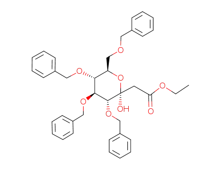 Molecular Structure of 132470-52-1 (2-deoxy-4,5,6,8-tetra-O-benzyl-α-D-gluco-3,7-pyranoso-3-octulosonate)