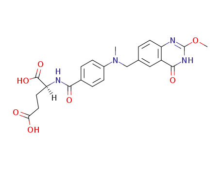 Molecular Structure of 112888-03-6 (N - p-[ N-(3,4-dihydro-2-methoxy-4-oxoquinazolin-6-ylmethyl)-N-methylamino]benzoyl-L-glutamic acid)