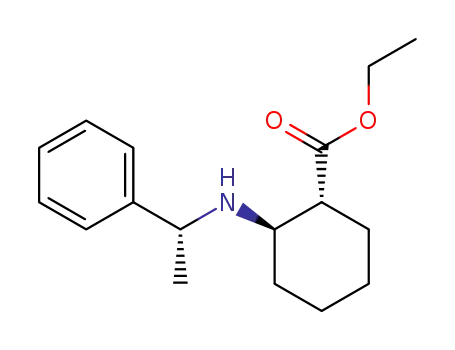 Molecular Structure of 163877-12-1 (Cyclohexanecarboxylic acid, 2-[[(1R)-1-phenylethyl]amino]-, ethyl ester,
(1R,2R)-)