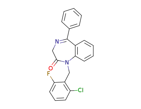 Molecular Structure of 713518-29-7 (1-(2-chloro-6-fluoro-benzyl)-5-phenyl-1,3-dihydro-benzo[<i>e</i>][1,4]diazepin-2-one)