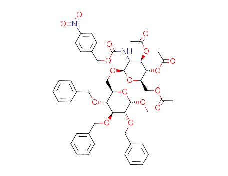 Acetic acid (2R,3S,4R,5R,6R)-3-acetoxy-2-acetoxymethyl-5-(4-nitro-benzyloxycarbonylamino)-6-((2R,3R,4S,5R,6S)-3,4,5-tris-benzyloxy-6-methoxy-tetrahydro-pyran-2-ylmethoxy)-tetrahydro-pyran-4-yl ester