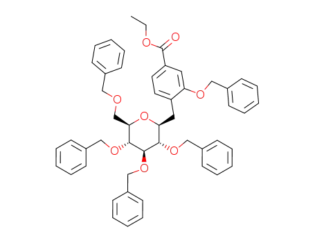 4-(2,3,4,6-tetra-O-benzyl-β-D-glucopyranos-1-ylmethyl)-3-benzyloxybenzoic ethyl ester