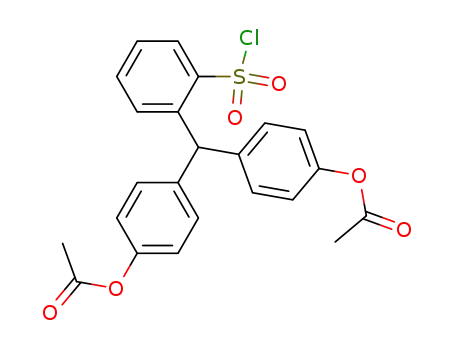 Molecular Structure of 147510-56-3 (Acetic acid 4-[(4-acetoxy-phenyl)-(2-chlorosulfonyl-phenyl)-methyl]-phenyl ester)