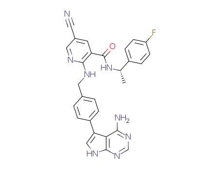 2-[4-(4-amino-7H-pyrrolo[2,3-d]pyrimidin-5-yl)benzylamino]-5-cyano-N-[(S)-1-(4-fluorophenyl)ethyl]nicotinamide