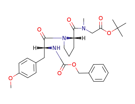 Molecular Structure of 158629-42-6 (N-(benzyloxycarbonyl)-D-(O-methyl)tyrosylprolylsarcosine tert-butyl ester)