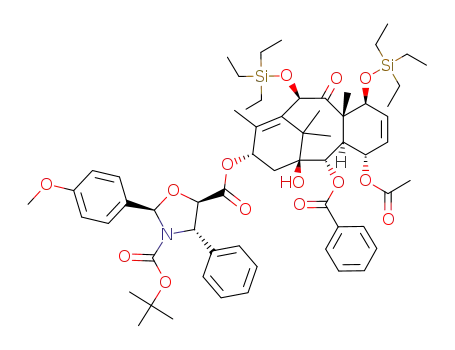 2-(4-methoxy-phenyl)-4-phenyl-oxazolidine-3,5-dicarboxylic acid 5-(4-acetoxy-2-benzoyloxy-1-hydroxy-8,12,15,15-tetramethyl-9-oxo-7,10-bis-triethylsilanyloxy-tricyclo[9.3.1.0<sup>3,8</sup>]pentadeca-5,11-dien-13-yl) ester 3-<i>tert</i>-butyl ester