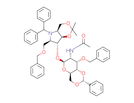 N-[(2R,4aR,6R,7R,8S,8aS)-6-((4aS,6R,7R,7aR)-5-Benzhydryl-6-benzyloxymethyl-2,2-dimethyl-hexahydro-[1,3]dioxino[5,4-b]pyrrol-7-yloxy)-8-benzyloxy-2-phenyl-hexahydro-pyrano[3,2-d][1,3]dioxin-7-yl]-acetamide
