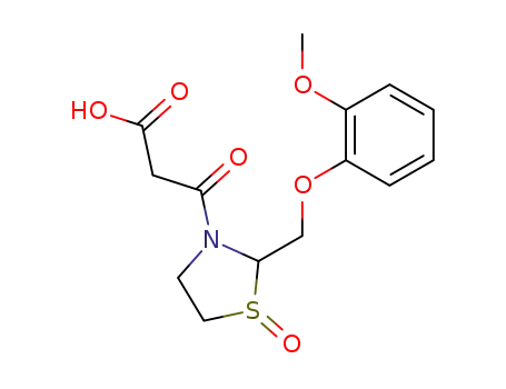 Molecular Structure of 161364-64-3 (3-Thiazolidinepropanoic acid, 2-((2-methoxyphenoxy)methyl)-beta-oxo-,  1-oxide)