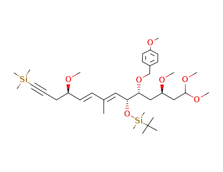 (4R,9R,10R,12R)-9-(tert-butyl-dimethylsilanyloxy)-4,12,14,14-tetramethoxy-10-(4-methoxybenzyloxy)-7-methyl-1-(trimethylsilanyl)-tetradeca-di-(5E,7E)-en-1-yne
