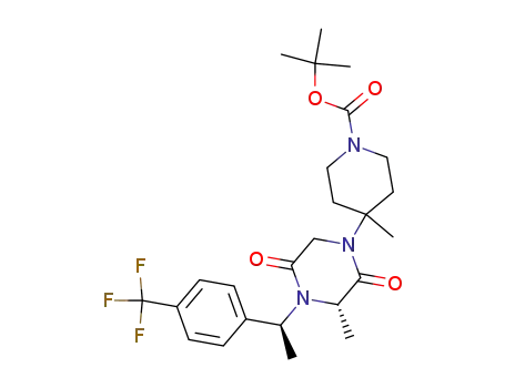 1-Piperidinecarboxylic acid,
4-methyl-4-[(3S)-3-methyl-2,5-dioxo-4-[(1S)-1-[4-(trifluoromethyl)phenyl]
ethyl]-1-piperazinyl]-, 1,1-dimethylethyl ester