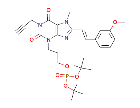 di-O-tert-butyl 3-O-hydroxypropyl-8-(m-methoxystyryl)-7-methyl-1-propargylxanthine phosphate triester