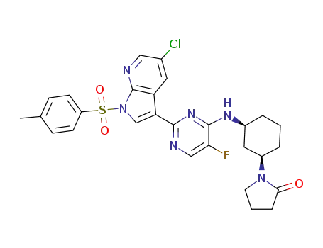1-((1R,3S)-3-(2-(5-chloro-1-tosyl-1H-pyrrolo[2,3-b]pyridin-3-yl)-5-fluoropyrimidin-4-ylamino)cyclohexyl)pyrrolidin-2-one