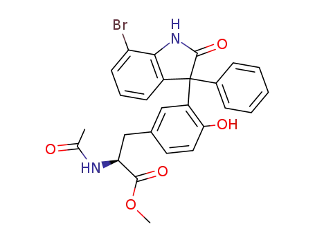 Molecular Structure of 496789-41-4 (L-Tyrosine,
N-acetyl-3-(7-bromo-2,3-dihydro-2-oxo-3-phenyl-1H-indol-3-yl)-, methyl
ester)