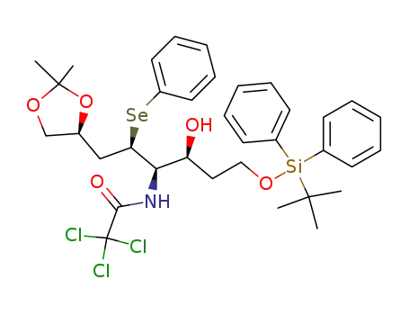 N-{(1R,2S)-4-(tert-Butyl-diphenyl-silanyloxy)-1-[(R)-2-((S)-2,2-dimethyl-[1,3]dioxolan-4-yl)-1-phenylselanyl-ethyl]-2-hydroxy-butyl}-2,2,2-trichloro-acetamide