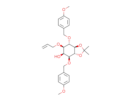 Molecular Structure of 426826-11-1 (D-1-O-allyl-3,6-di-O-p-methoxybenzyl-4,5-O-isopropylidene-myo-inositol)
