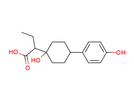 Molecular Structure of 82205-94-5 (α-Ethyl-1-hydroxy-4-(4-hydroxyphenyl)cyclohexaneacetic acid)