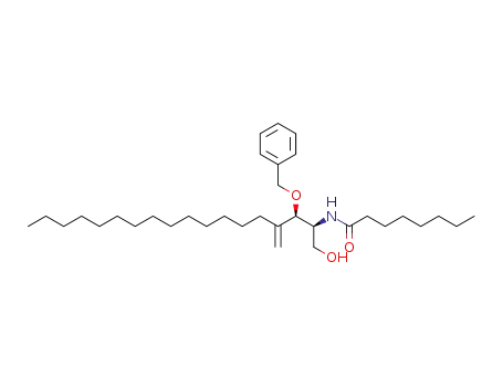 Molecular Structure of 851387-59-2 ((2S,3R)-2-[octanoylamido]-3-O-benzyl-4-methylene-octadecane-1,3-diol)