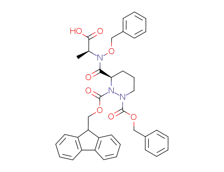 1,2-Pyridazinedicarboxylic acid,
3-[[[(1S)-1-carboxyethyl](phenylmethoxy)amino]carbonyl]tetrahydro-,
2-(9H-fluoren-9-ylmethyl) 1-(phenylmethyl) ester, (3R)-