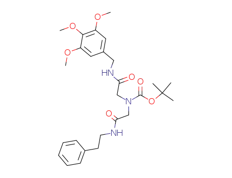 Molecular Structure of 194996-23-1 ((Phenethylcarbamoyl-methyl)-[(3,4,5-trimethoxy-benzylcarbamoyl)-methyl]-carbamic acid tert-butyl ester)