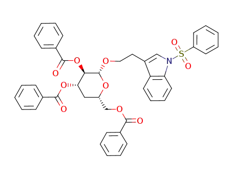 2-(N-(phenylsulfonyl)indol-3-yl)ethyl 2,3,6-tri-O-benzoyl-4-deoxy-β-D-glucopyranoside